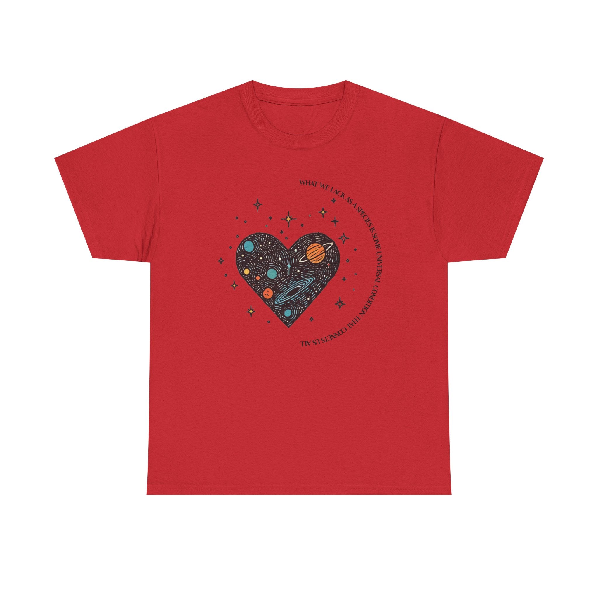 The Very Real Cosmic Connection — Heart Nebula Graphic Tee with Black Text
