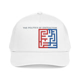 "The Politics Of Distraction" Maze - Mid Profile Baseball Cap — Red & Blue Labyrinth Design