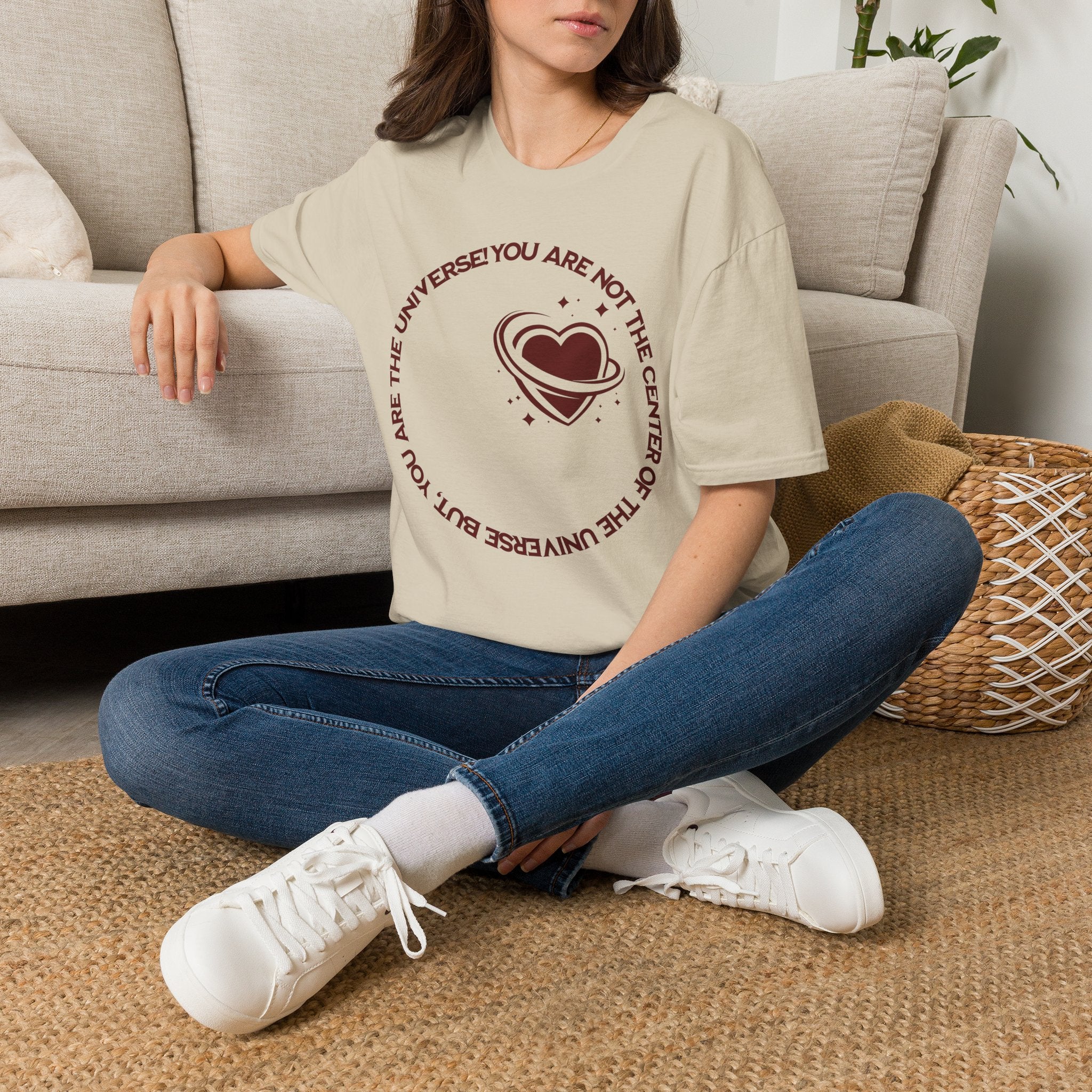 "You Are Not the Center of the Universe, But You Are The Universe" Retro Heart Graphic Tee