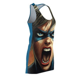 Super Emily Blue Women's Cut & Sew Racerback Dress (AOP)