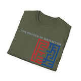 The Politics of Distraction Maze Tee — Red & Blue Graphic T-Shirt