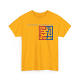 The Politics of Distraction Maze Tee — Red & Blue Graphic T-Shirt