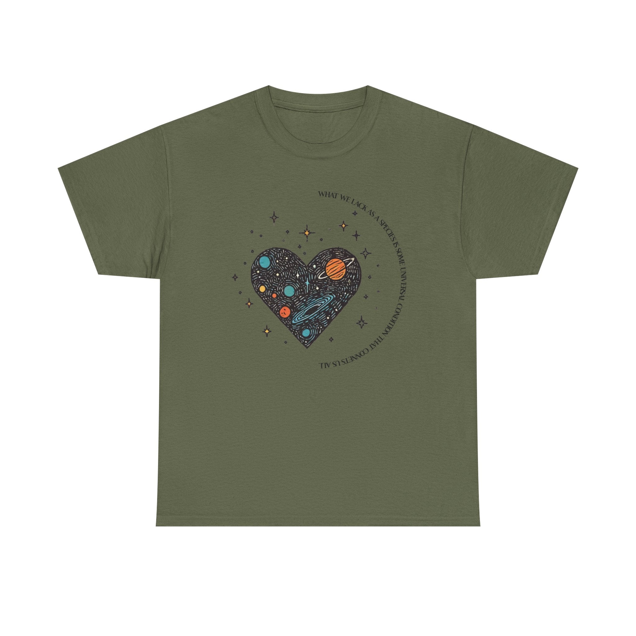 The Very Real Cosmic Connection — Heart Nebula Graphic Tee with Black Text