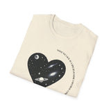 The Very Real Cosmic Connection — Heart Nebula Graphic Tee with Black Text