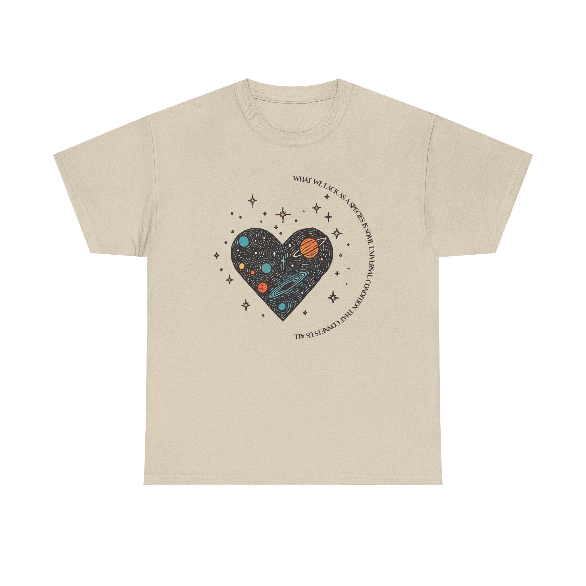 The Very Real Cosmic Connection — Heart Nebula Graphic Tee with Black Text