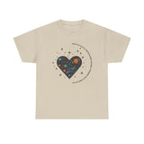 The Very Real Cosmic Connection — Heart Nebula Graphic Tee with Black Text