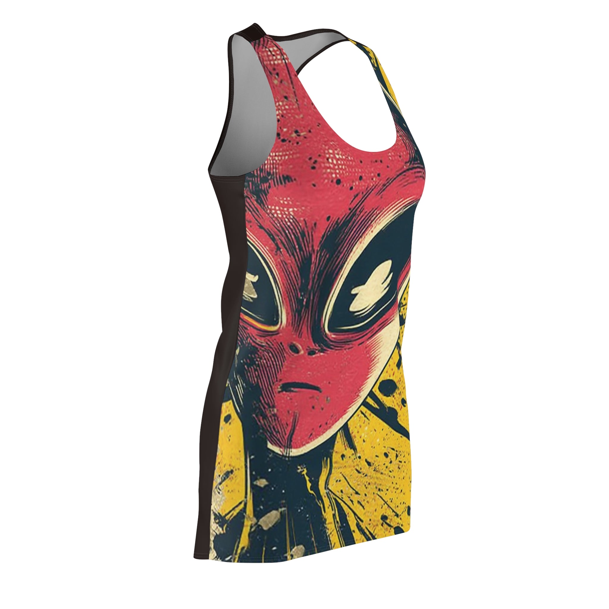 Side Eye Alien Women's Cut & Sew Racerback Dress (AOP)