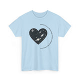 The Very Real Cosmic Connection — Heart Nebula Graphic Tee with Black Text
