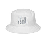 Ever Burgeoning Possibility Embroidered Bucket Cap Vertical Text Hat