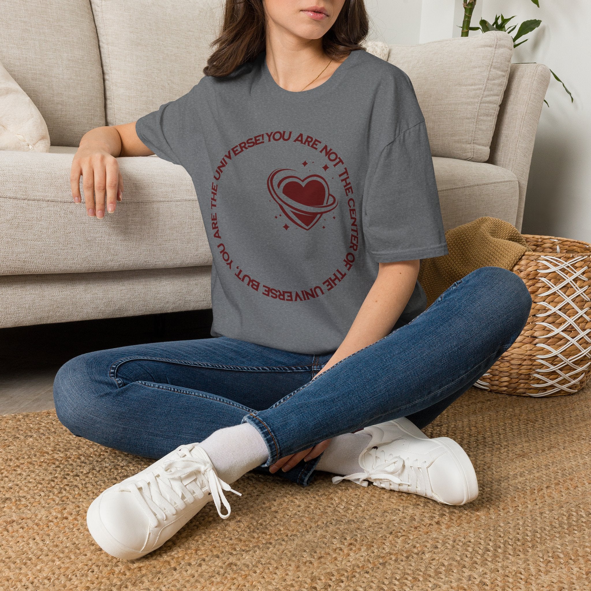 "You Are Not the Center of the Universe, But You Are The Universe" Retro Heart Graphic Tee