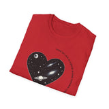 The Very Real Cosmic Connection — Heart Nebula Graphic Tee with Black Text