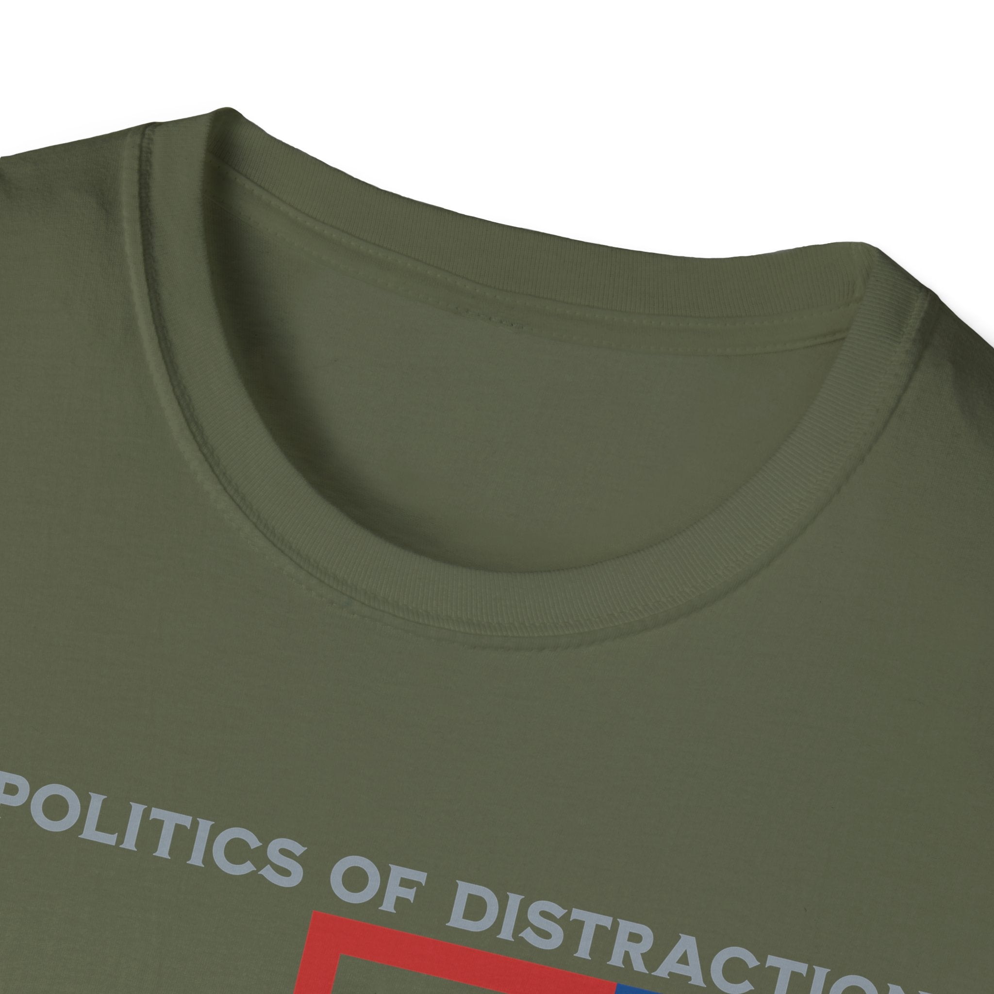 The Politics of Distraction Maze Tee — Red & Blue Graphic T-Shirt