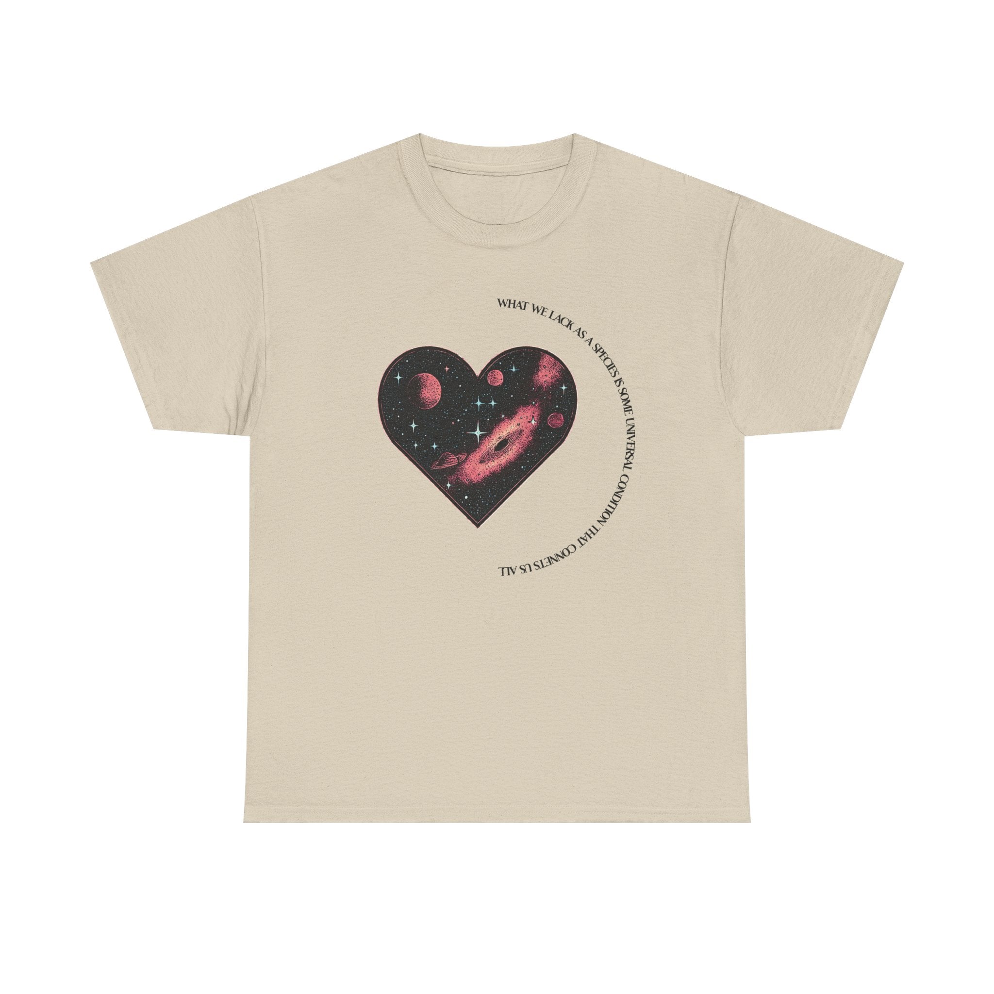 The Very Real Cosmic Connection — Heart Nebula Graphic Tee with Black Text