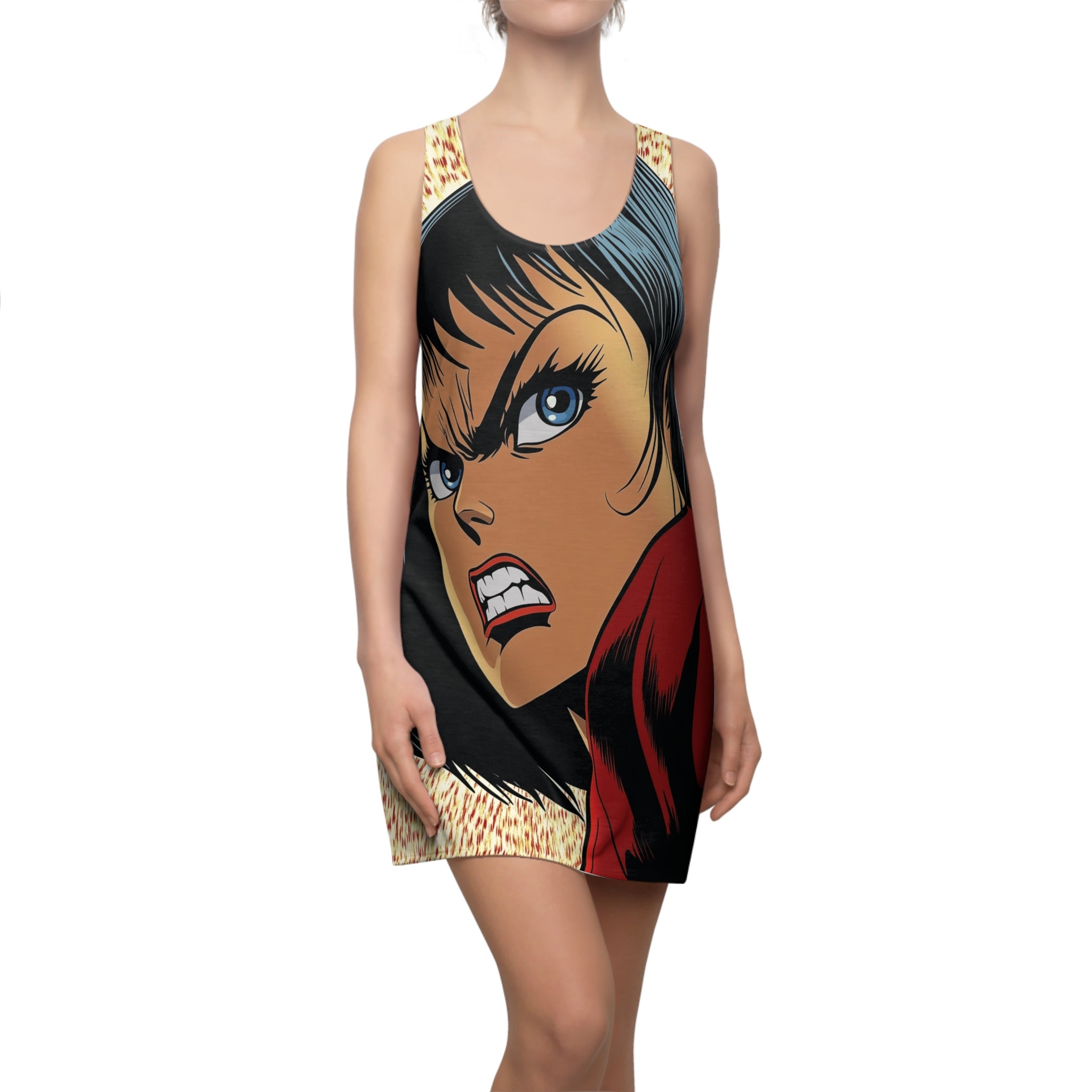 Interesting Iris Women's Cut & Sew Racerback Dress (AOP)