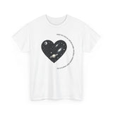 The Very Real Cosmic Connection — Heart Nebula Graphic Tee with Black Text