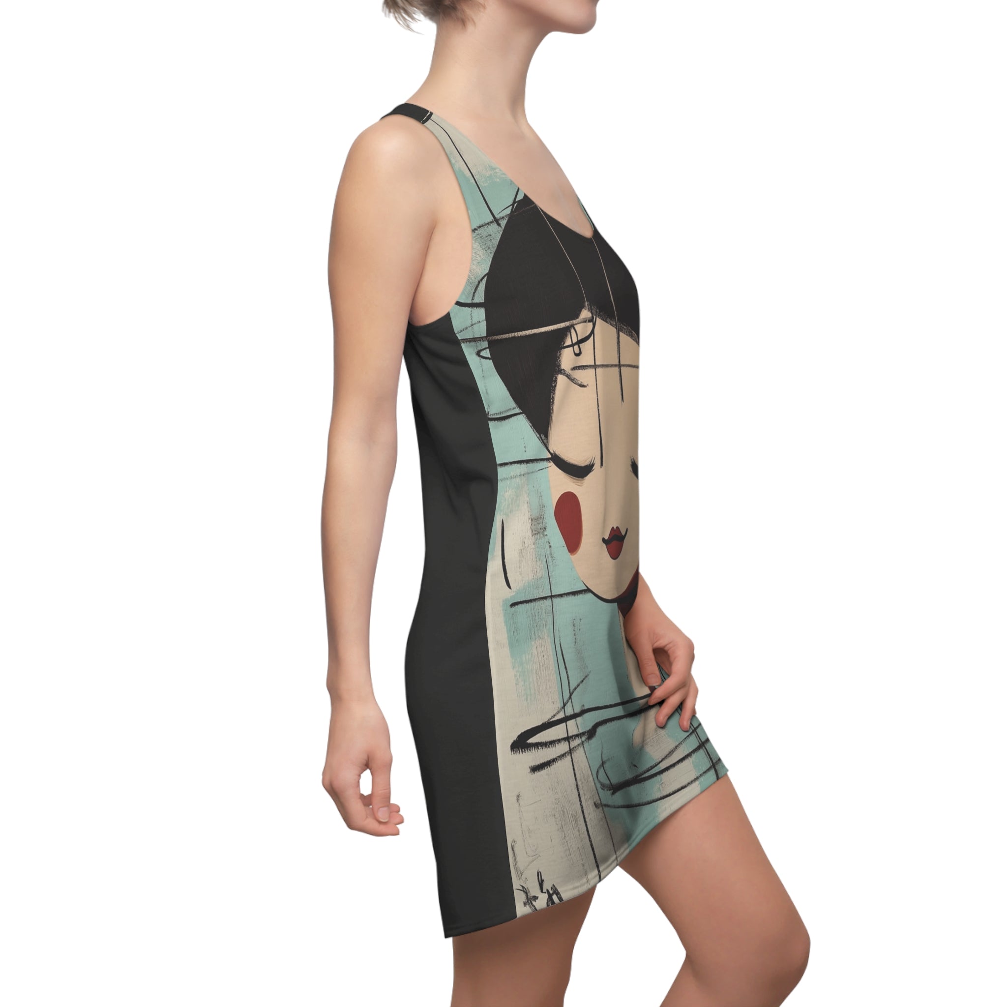 Facing Entrancement Women's Cut & Sew Racerback Dress (AOP)