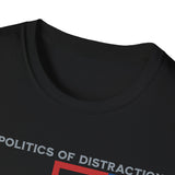 The Politics of Distraction Maze Tee — Red & Blue Graphic T-Shirt