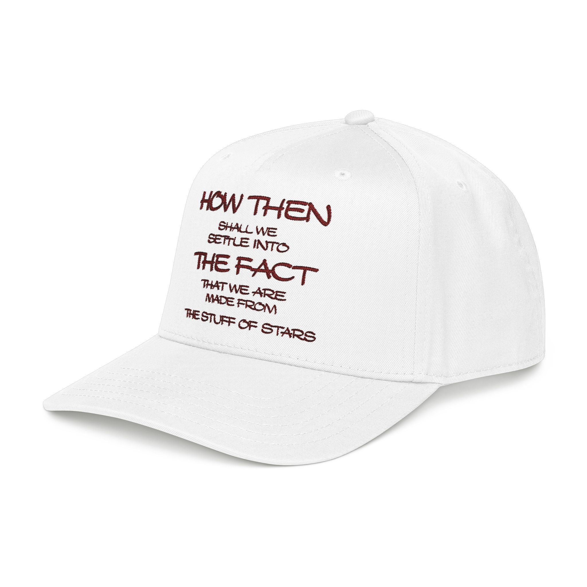"How Then Shall We Settle Into the Fact that we are made of star stuff." Embroidered Baseball Cap