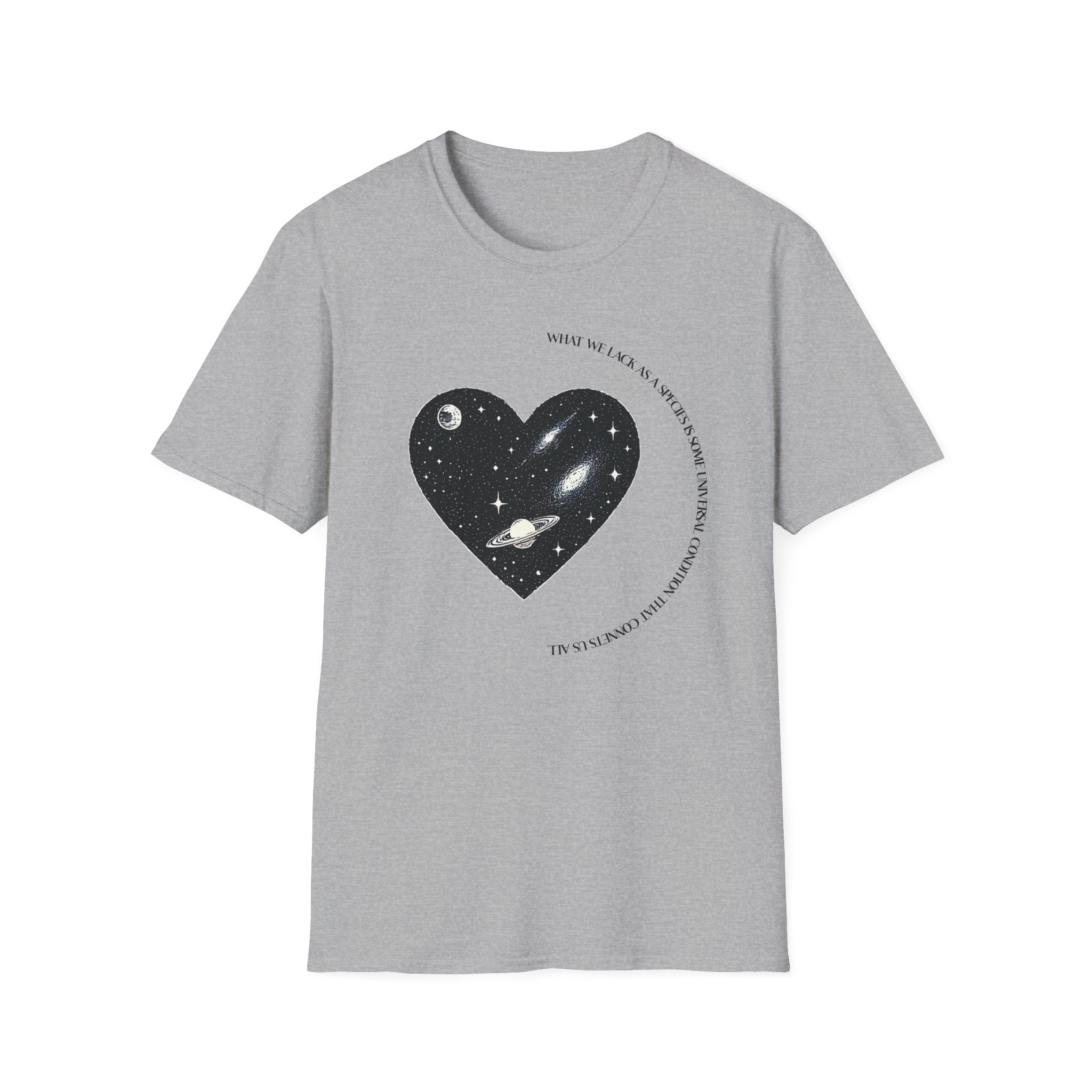 The Very Real Cosmic Connection — Heart Nebula Graphic Tee with Black Text