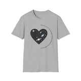 The Very Real Cosmic Connection — Heart Nebula Graphic Tee with Black Text
