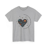 The Very Real Cosmic Connection — Heart Nebula Graphic Tee with Black Text
