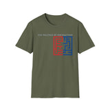 The Politics of Distraction Maze Tee — Red & Blue Graphic T-Shirt