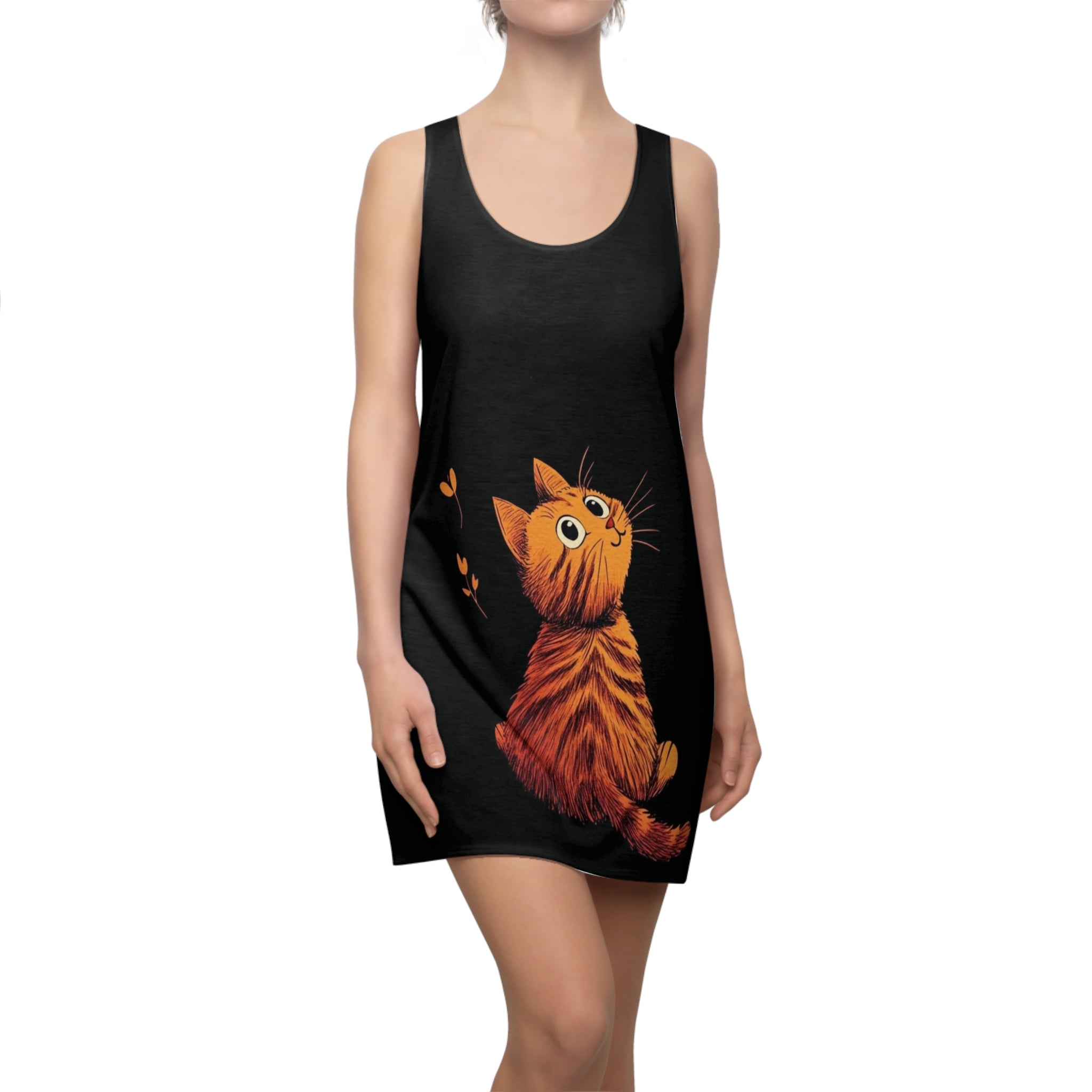 Waiting To Do Something Orange Women's Cut & Sew Racerback Dress (AOP)