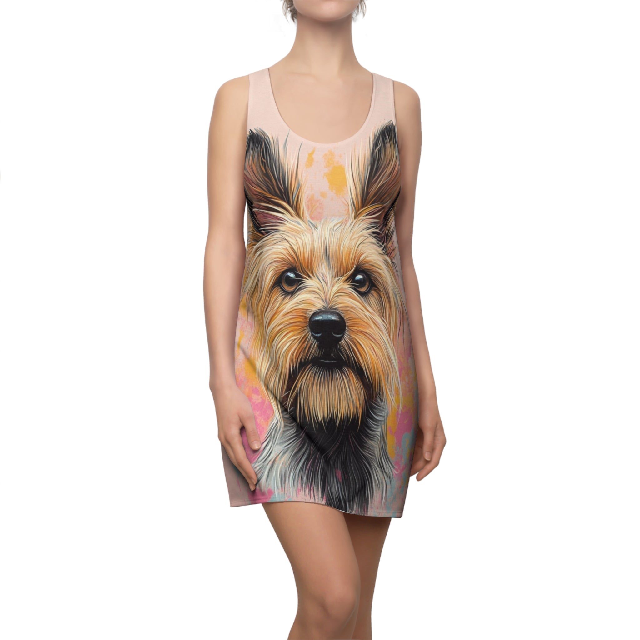 I Scream Pink Women's Cut & Sew Racerback Dress (AOP)