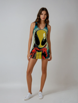 Little Red Hoodie Alien Women's Cut & Sew Racerback Dress (AOP)