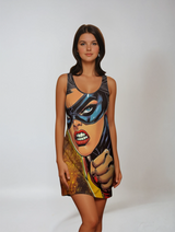 Super Rogue Ruby  Women's Cut & Sew Racerback Dress (AOP)