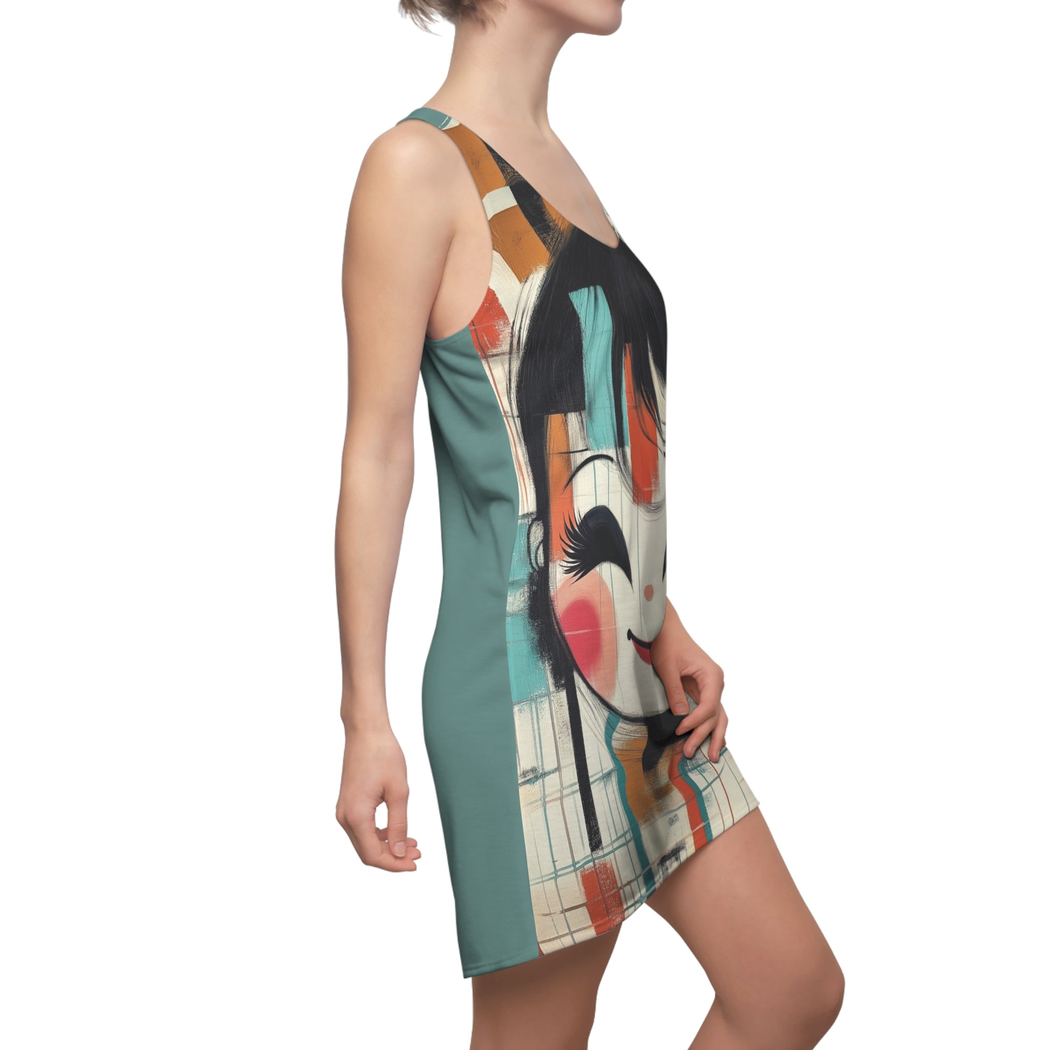 Facing Romance Women's Cut & Sew Racerback Dress (AOP)