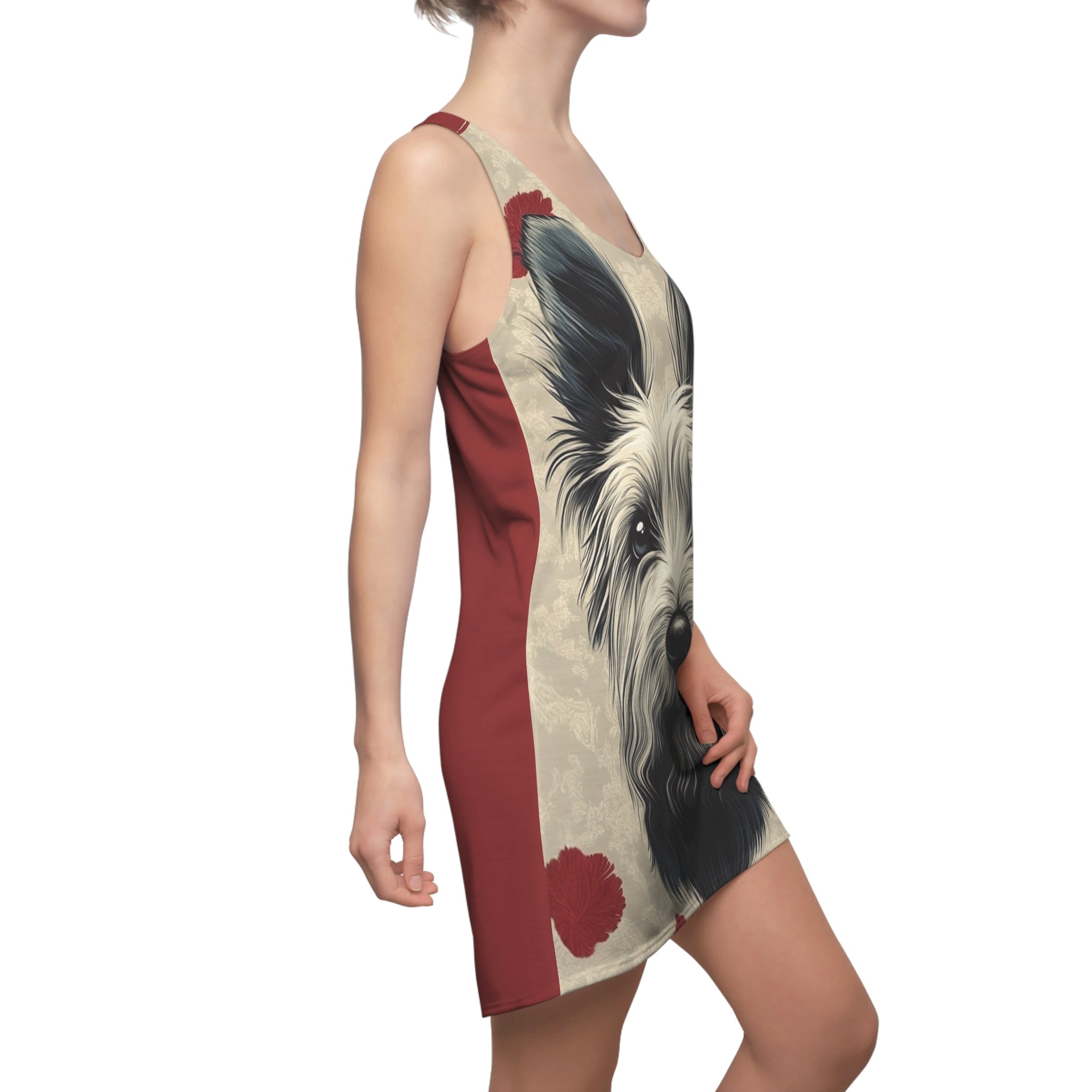 Grey or Gray Women's Cut & Sew Racerback Dress (AOP)