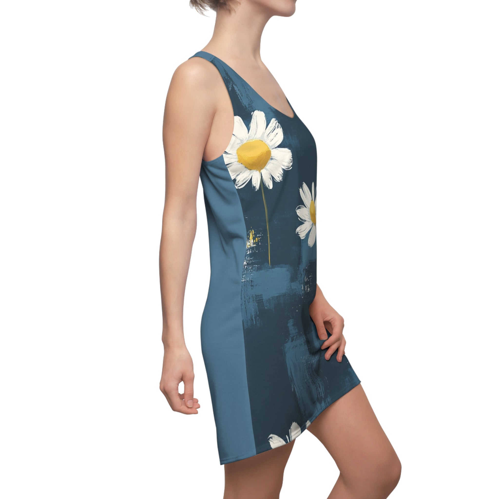 Daisey's Competing With The Blues Women's Cut & Sew Racerback Dress (AOP)