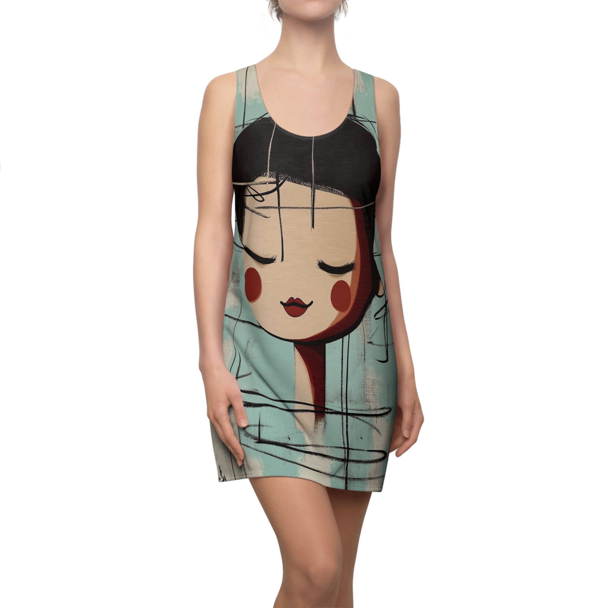 Facing Entrancement Women's Cut & Sew Racerback Dress (AOP)